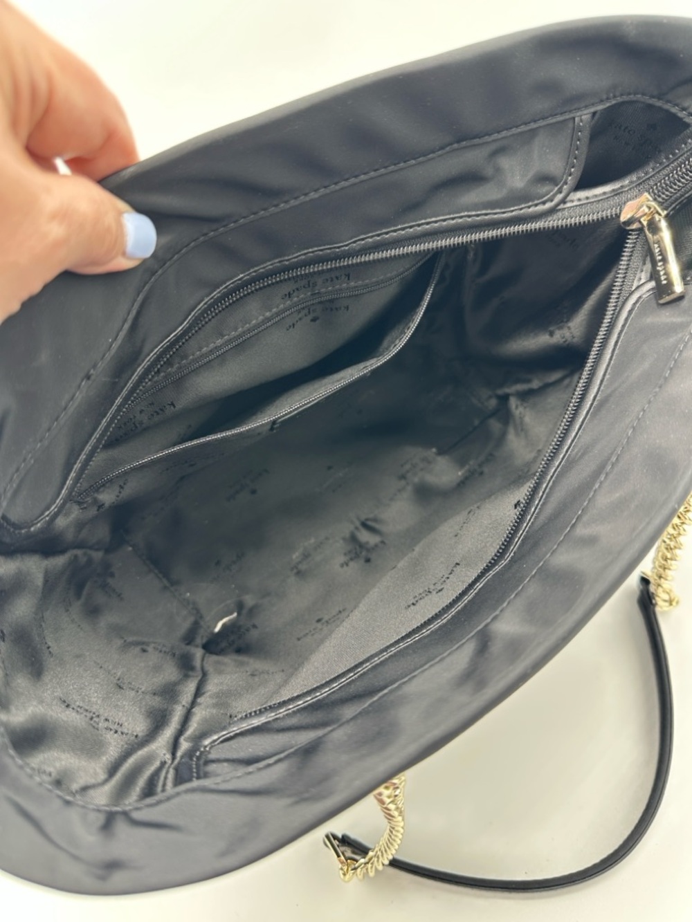 💰PRICE DROP💰 Kate Spade Spade Flower Quilted Medium Tote Black Chain Strap - Picture 11 of 14